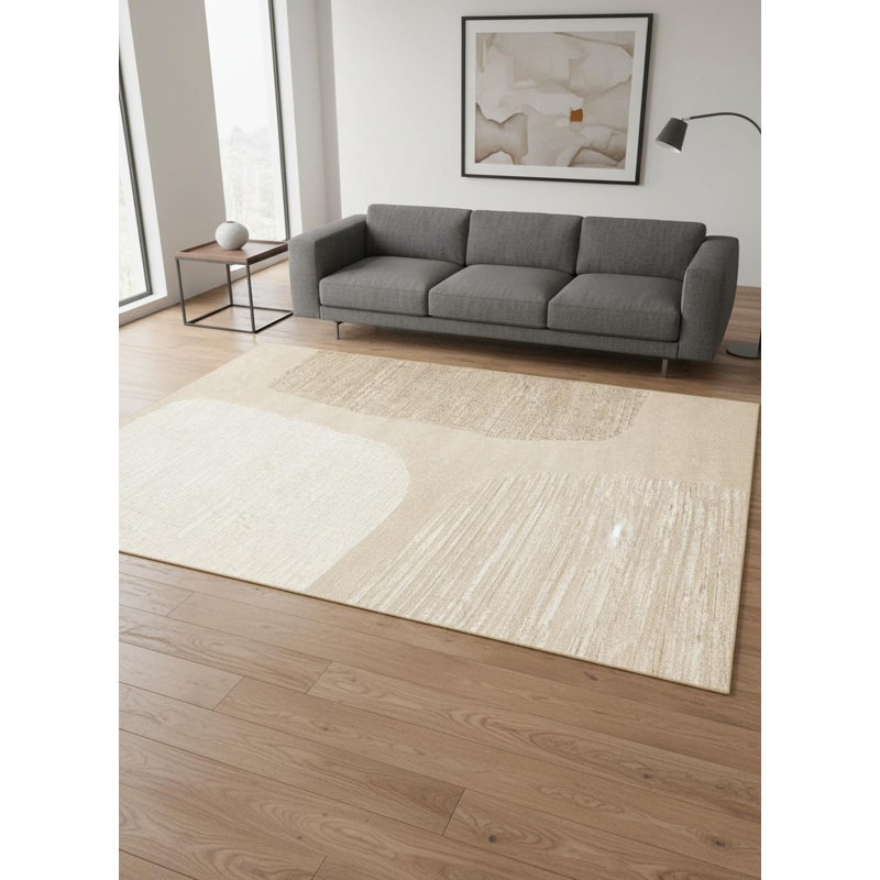 Tapis abstrait beige et crème 5 pi x 8 pi