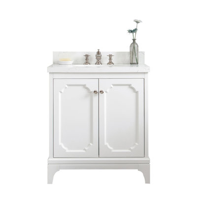 Grand meuble-lavabo de comptoir en marbre d'ingénierie avec robinet Carrara