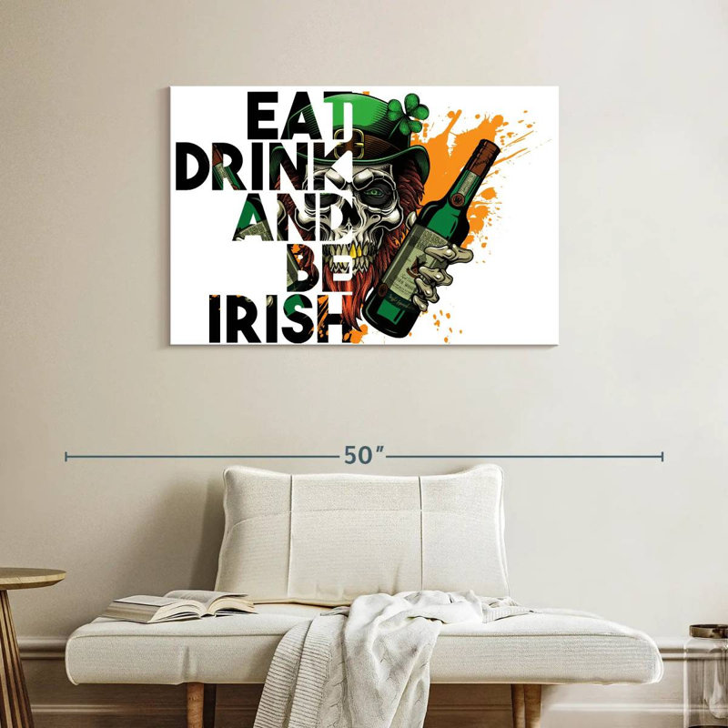 Lelend Eat Drink And Be Irish Skull, H 26 po x l 39 po