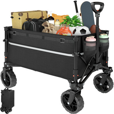 Collapsible Wagon Cart With Wheels Foldable - Folding Utility Heavy Duty Wagons Carts For Grocery Sports Garden Shopping Camping -  BEACHWATER POOL & SPA, LLC, B0CLVG52J3