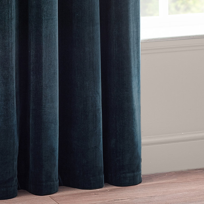 Heavy Chenille Blackout Curtain Panel Pair, Navy, 229cm Width x 137cm Drop