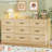9 Drawer Dresser For Bedroom, Natural Wood