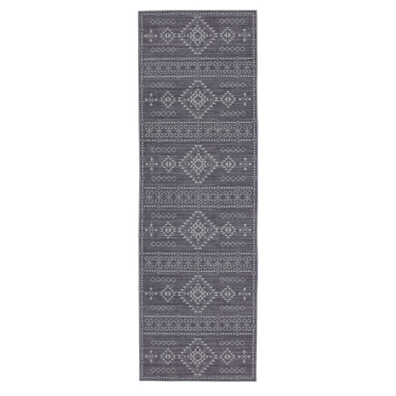 Tapis de couloir gris et ivoire 2 pi 6 po x 8 pi Maril, Tapis de couloir 1 pi 6 po x 8 pi