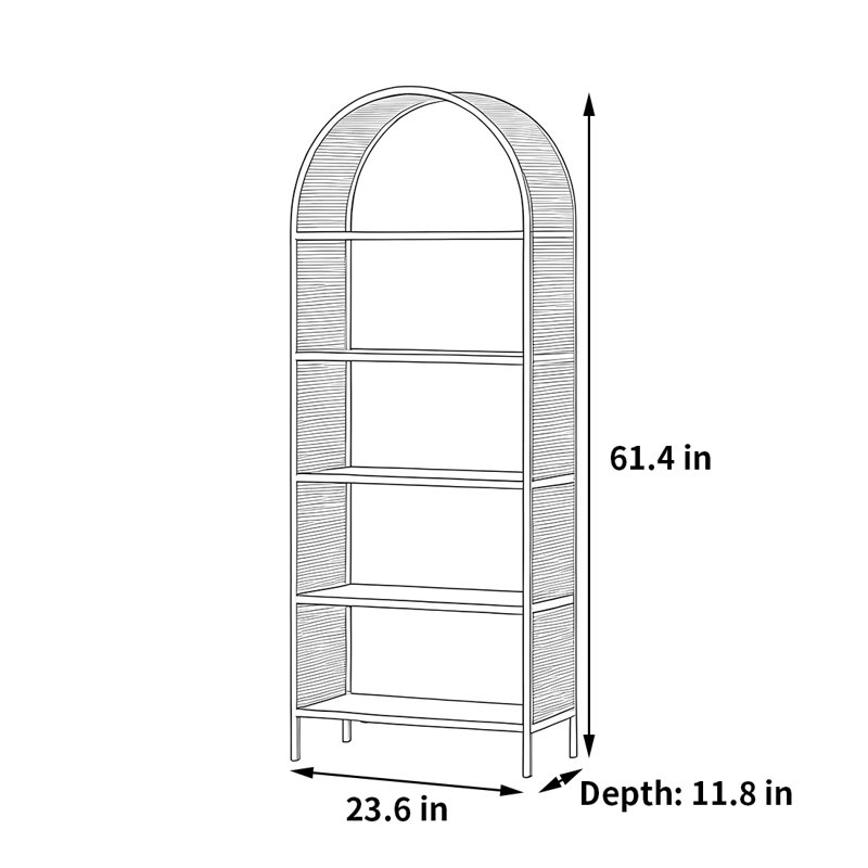 Une bibliothèque classique et originale, (5 tablettes) H 61,4 po x l 23,6 po x P 11,8 po, Vert
