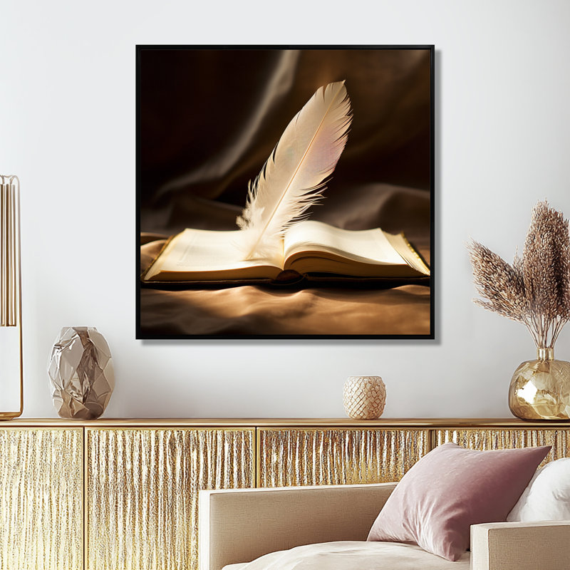 Salon d'art mural Jago - Feathers, H 30 po x l 30 po x P 1 po, Toile avec cadre flottant noir
