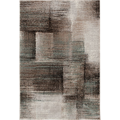 Orren Ellis Courson Atlanta Rain Beige/Green Abstract Indoor Polypropylene/Polyester Area Rug