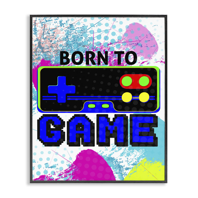 «Boy's Born to Game», estampe numérique encadrée par Kim Allen, Giclée encadrée noir minuit, H 30 po x l 24 po