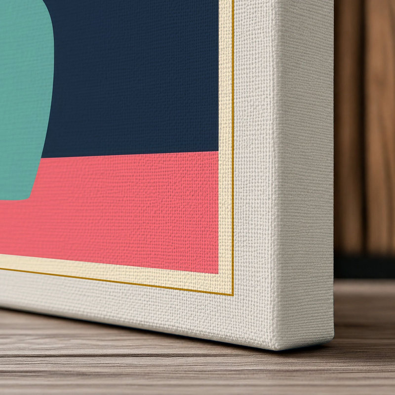 Blooms in Turquoise Modern - Wrapped Canvas, 36x24 - 91.4 x 61.0 cm, Cream Border