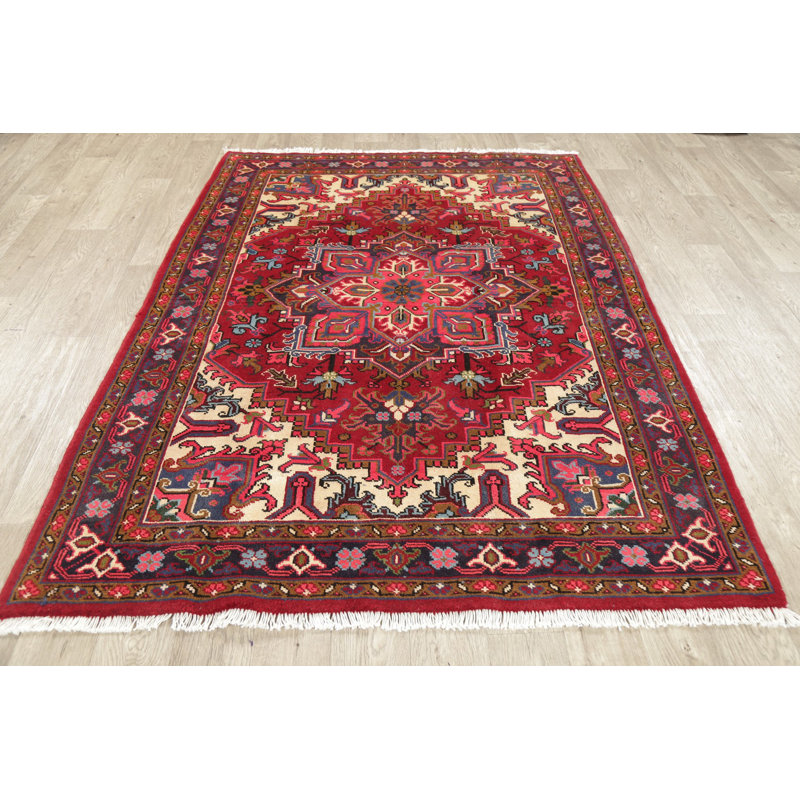 Tapis de bois one-of-kind à la main-noué la 2010 herizs rouge 5 pi x 6 pi de la laine Tanyeli