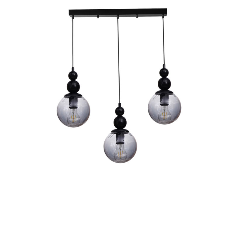 Lustre, Gris / Noir, 3 niveaux, Trois lumières