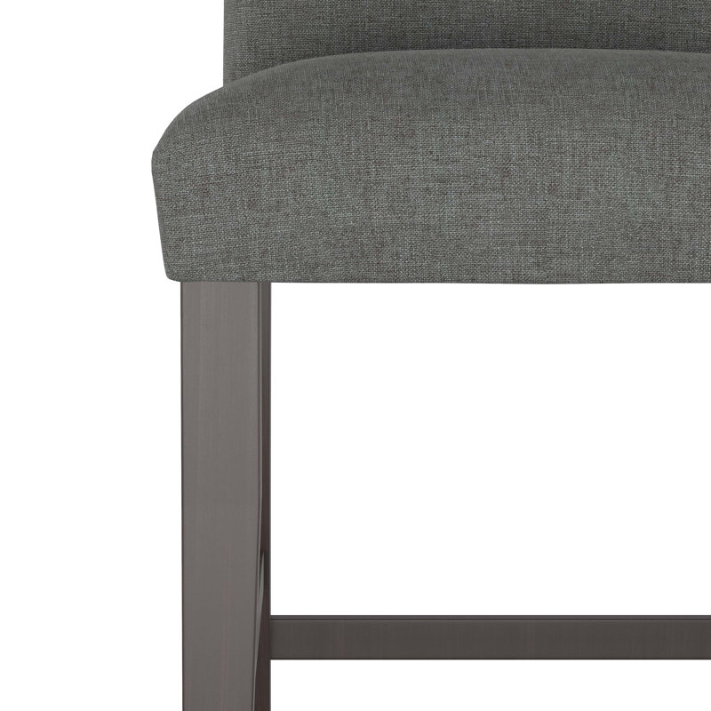 Hadrien Bar & Counter Stool, Zuma Charcoal Textured Linen, Counter Stool (26" Seat Height), Black Wood