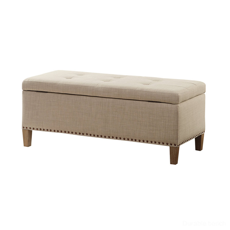 Banc de rangement rembourré en polyester Yanlin, Gris clair