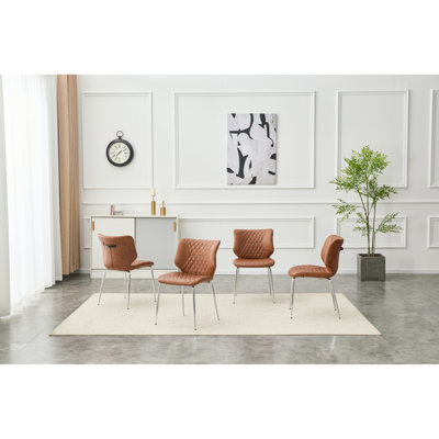Chaises de salle à manger confortables en cuir brun, design moderne, parfaites pour la maison