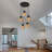 5-light Amber Chandelier Glass Chandelier Kitchen Island Lighting