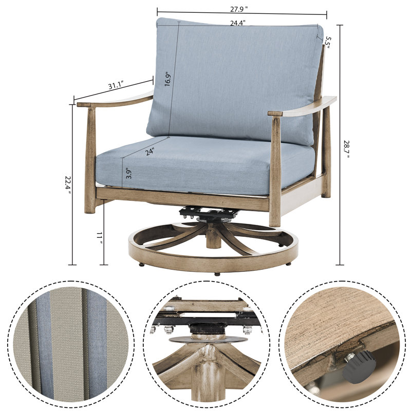Méridienne d'extérieur pivotante en aluminium Mariene, Bleu, Beige
