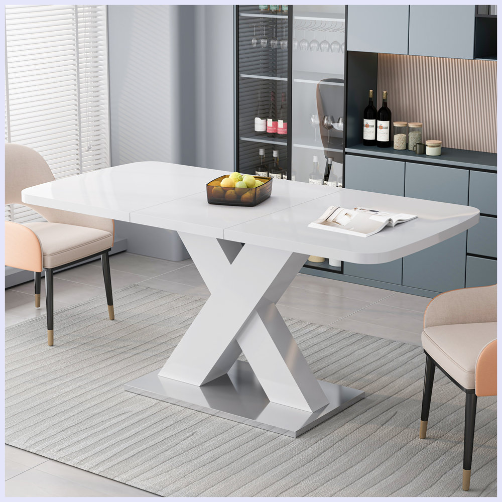 Brayden Studio Modern Rectangle Dining Table with X-Shape Table Leg ...