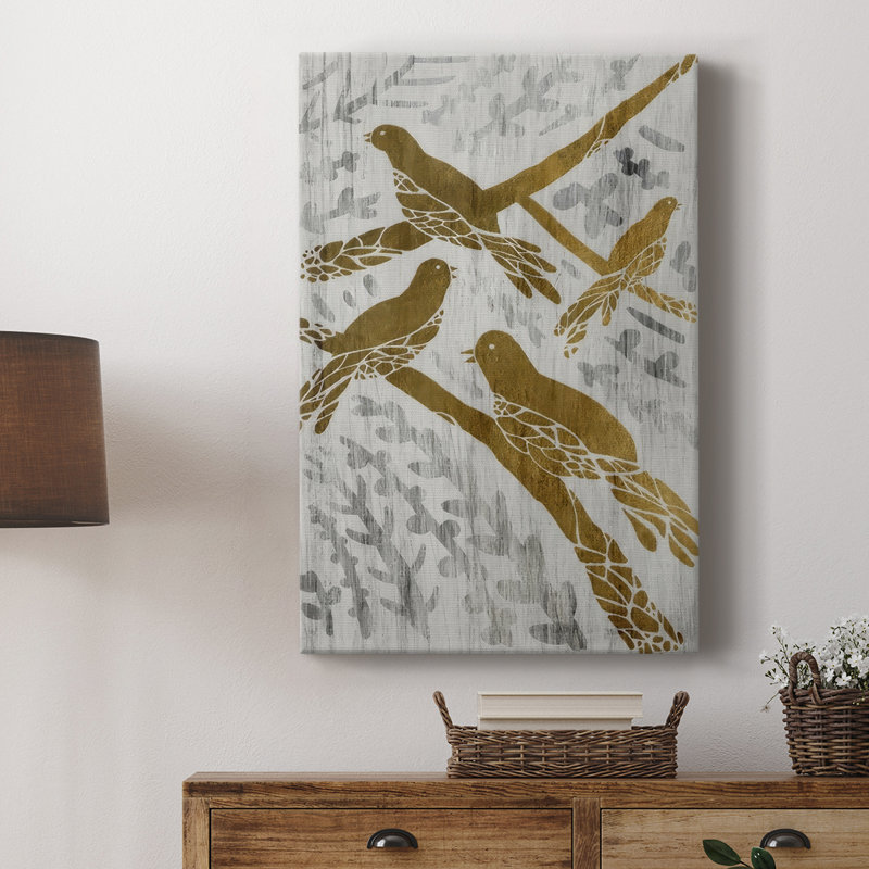 Quatre oiseaux appelants - Fête de la feuille d'or - galerie Cavas sur mesure