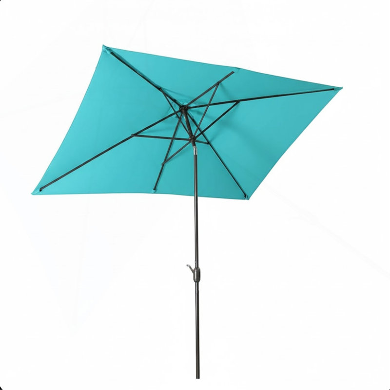 Parasol rectangulaire de terrasse de 2 x 3 m avec manivelle, inclinaison et toile résistante aux UV (turquoise, base non incluse)