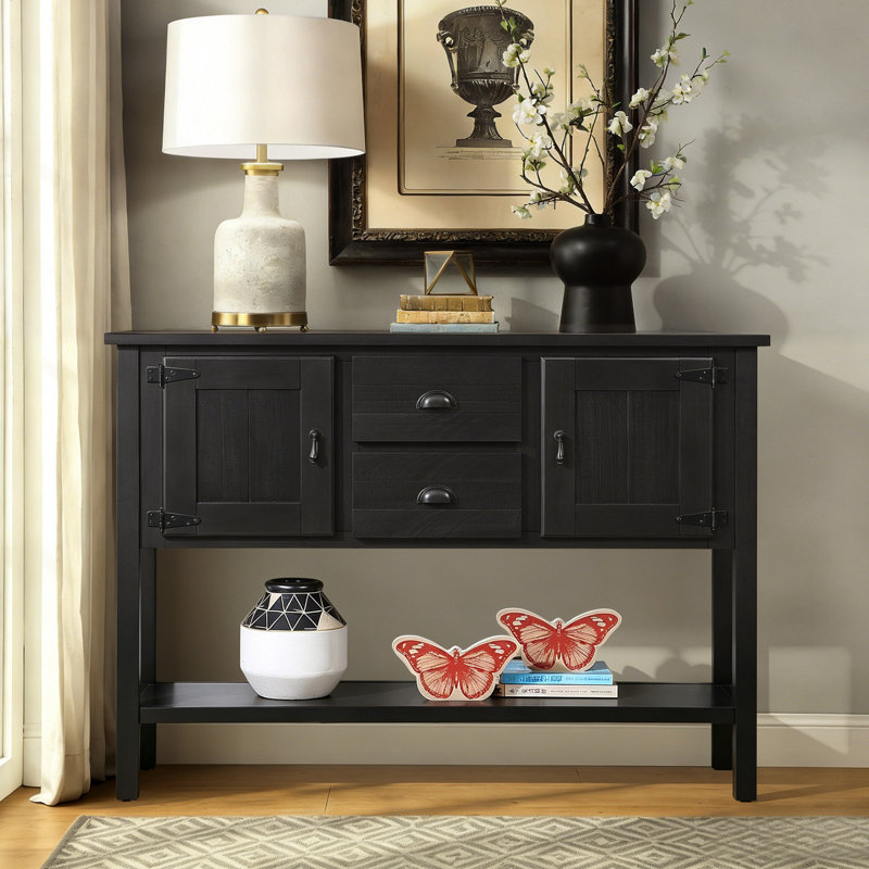 46'' Solid Wood Sideboard Console Table With 2 Drawers, Espresso