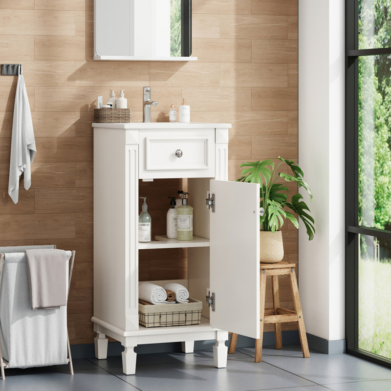 18-inch Bathroom Vanity with Ceramic Sink, White