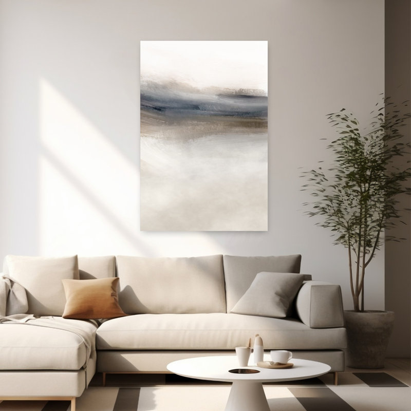 Art contemporain contemporain, paysage côtier moderne abstrait, H 60 po x l 40 po
