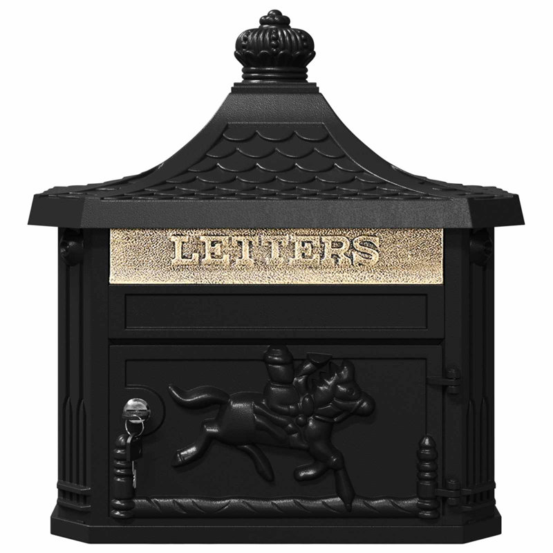 Cast Aluminum Wall Mounted Post Box, Black