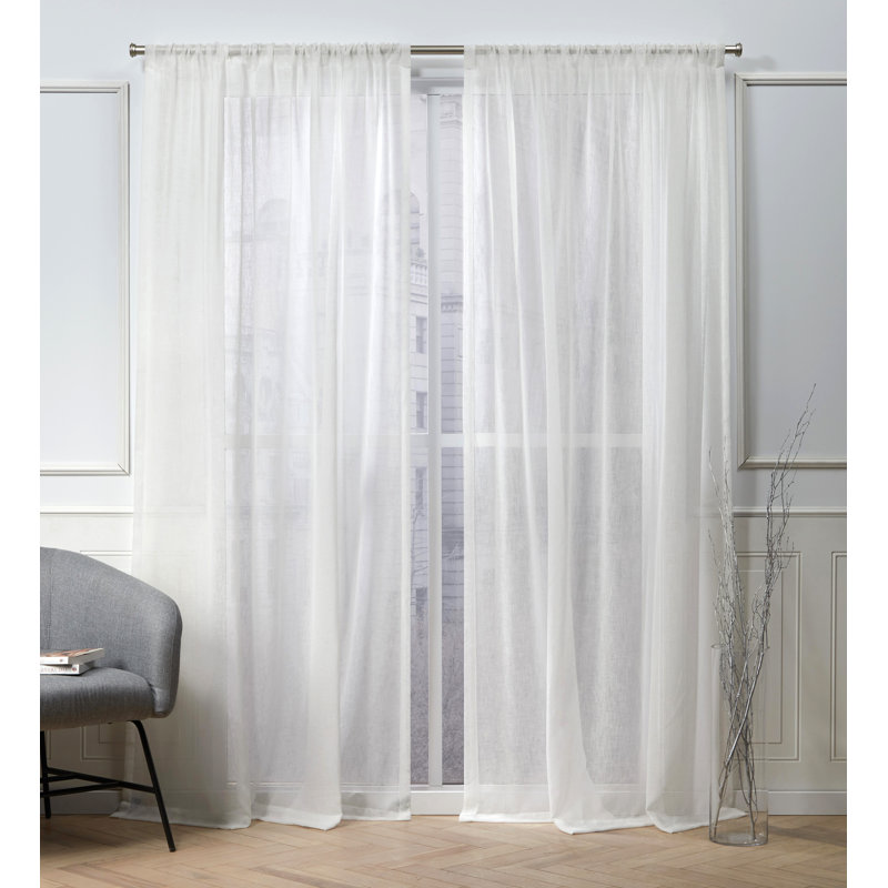 Nicole Miller Belfry Sheer Rod Pocket Top Curtain Panel, 50" W x 84" L, Snowflake