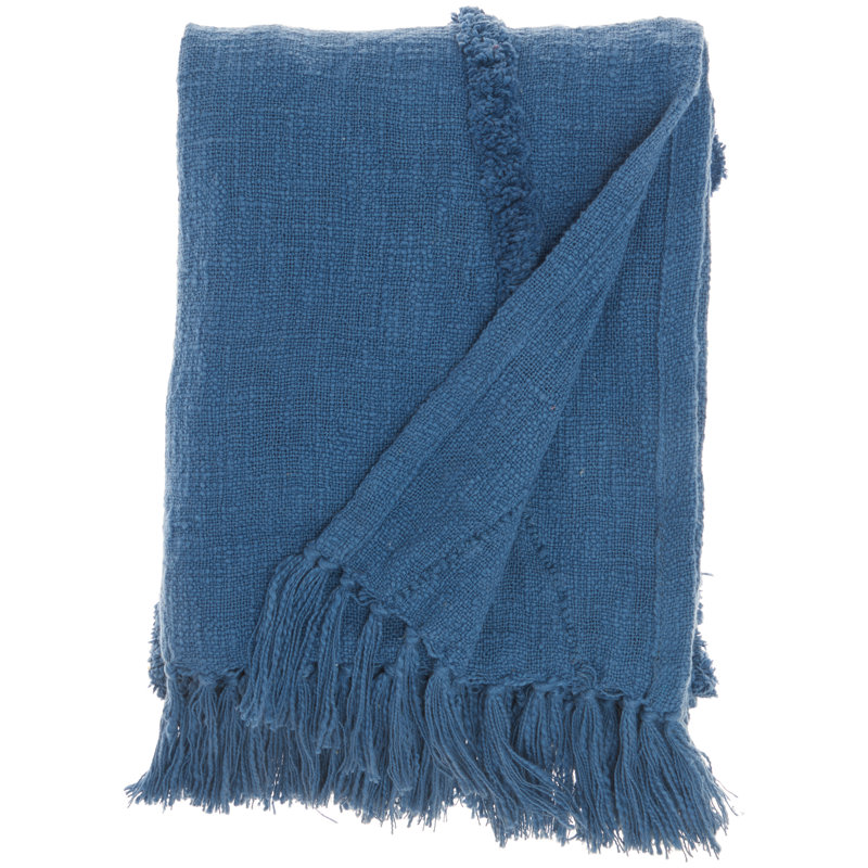 Jeté 100% coton Ruzmira, Bleu