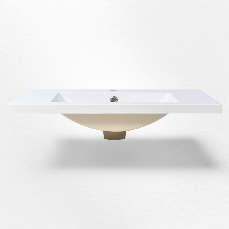 Comptoir de meuble-lavabo simple 30 po blanc avec lavabo et trou de robinet simple