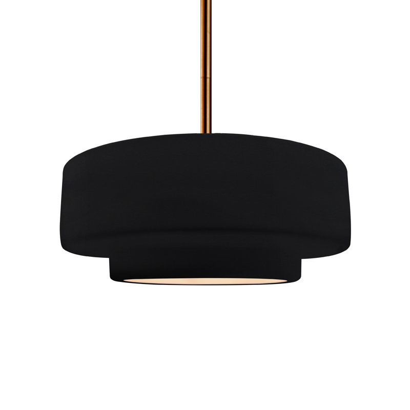 Luminaire suspendu à 1 lumière Meydan, Noir lustré, H 5,25 po x l 14,5 po x P 14,5 po, Laiton brossé