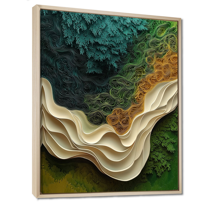 Obieze Biomorphism Earth Ephemeral Pathway IV - Lyrical Abstraction, art mural, H 32 po x l 24 po, Crème, crème