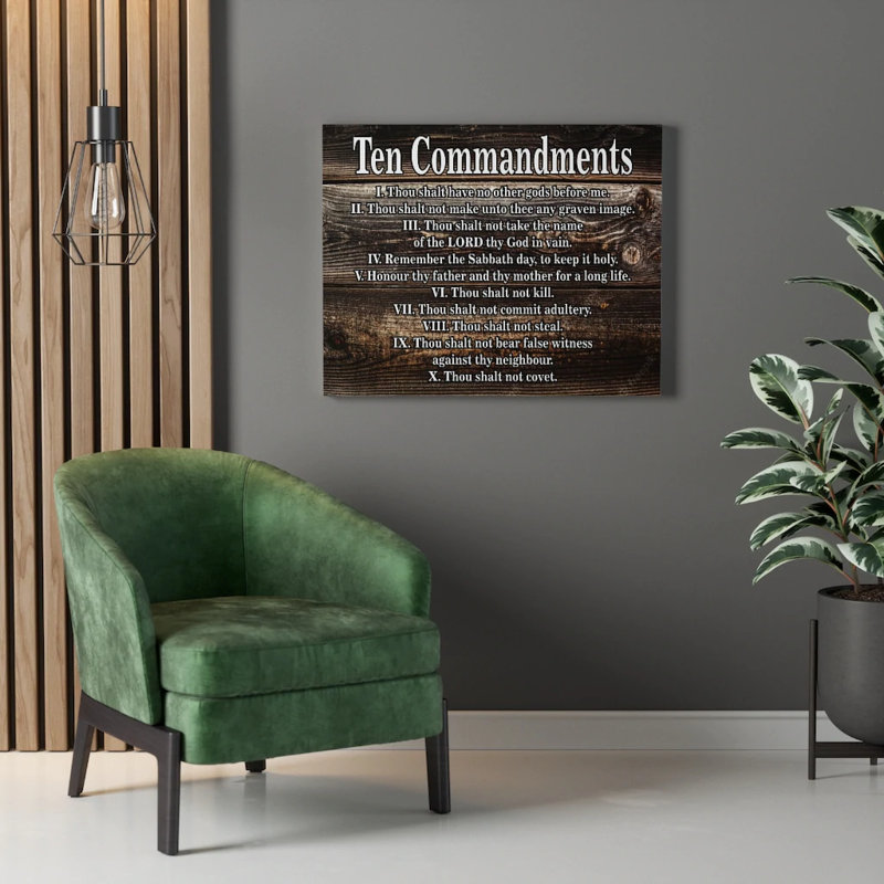 Ten Commandments Gold Tablets - Impression sur toile tendue, H 18 po x l 24 po x P 1,25 po