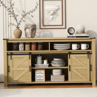 Armoire décorative, buffet avec porte de grange coulissante, buffet de ferme avec rangement ouvert pour le salon, le couloir, la cuisine, le bureau