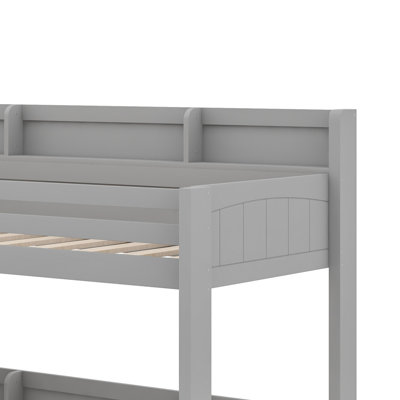 Lit superposé avec escalier de rangement, lit gigogne, tablettes et port USB