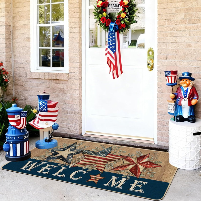 Paillasson Patriotic Stars Welcome, L 17 po x L 29 po