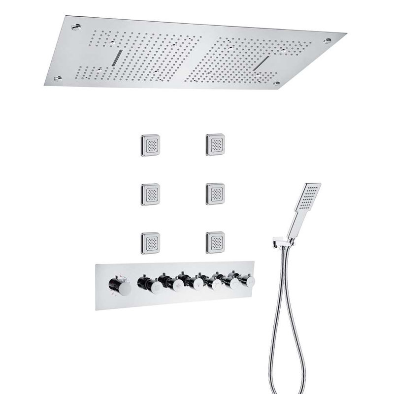 Système de douche thermostatique encastré au plafond avec douche à main et jets d'eau Fontana Padua