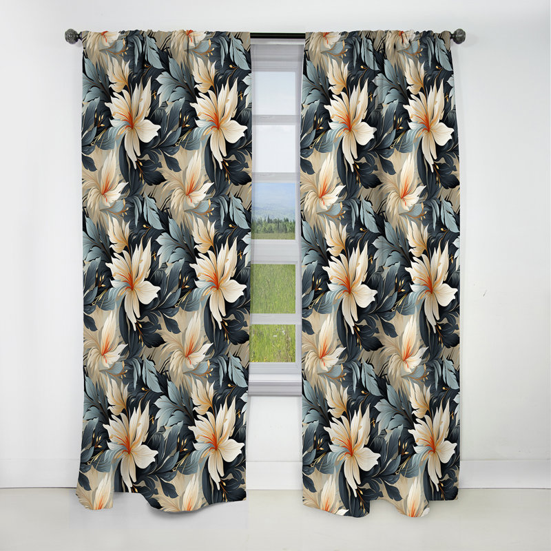 Motif tropical II - rideau floral - rideau occultant - 1 panneau, L 52 po x L 120 po