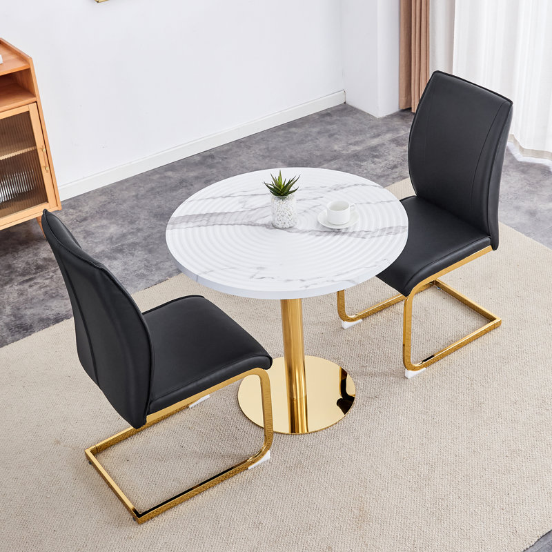 Round Pedestal Dining Set, Black, 3