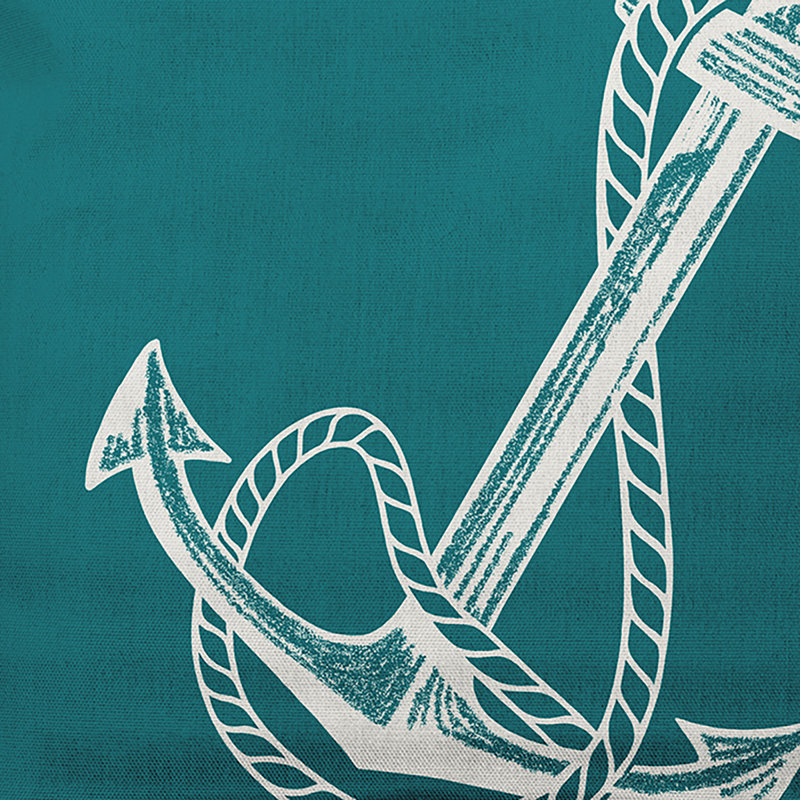 Housse et insert de coussin d'extérieur Nautical Nights Anchor & Rope, Carré H 20 po x l 20 po, Bleu sarcelle océanique