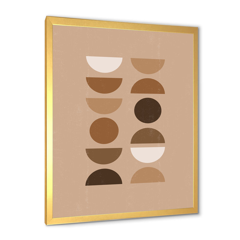 «Abstract Sun Moon Geometric Print II», impression sur toile, H 40 po x l 30 po x 1,5 po, Toile encadrée d'or