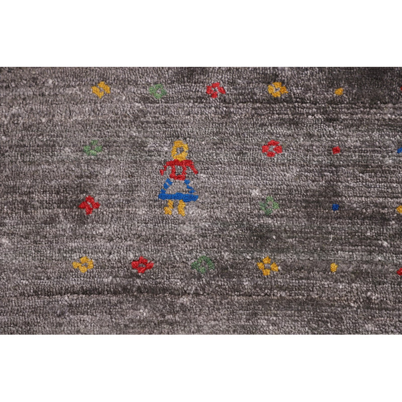 Tapis indien fait à la main gris Gabbeh 5 x 8