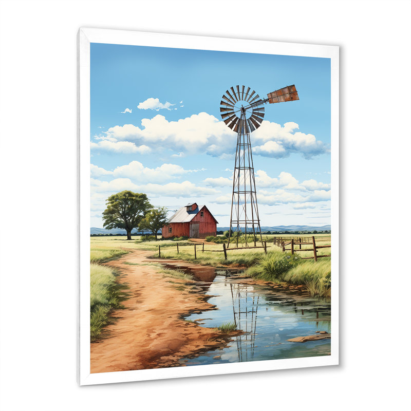 «Blaykleigh Green Coral Mills Windmill Whispers», reproduction sur toile, H 32 po x l 24 po x P 1 po, Cadre photo blanc
