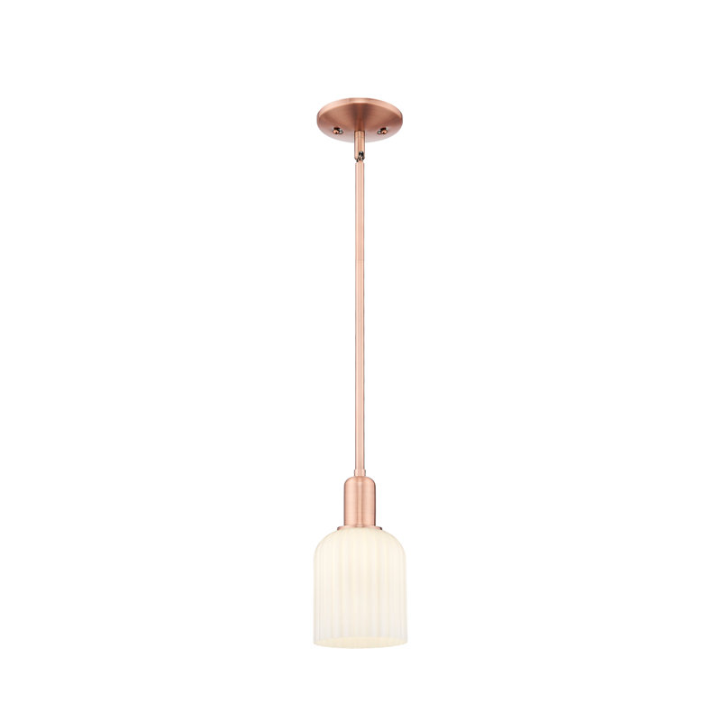 Downtown Urban - Voile de mariée - Mini-luminaire suspendu 1 tige, H 9,63 po x l 5 po x P 5 po, Blanc brillant