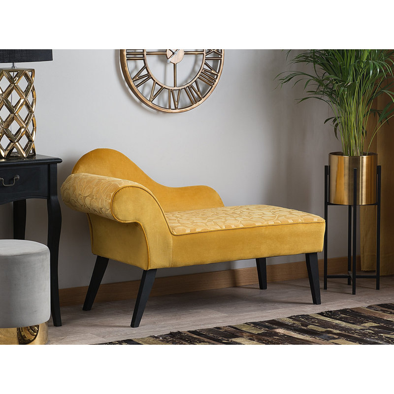 Ava Upholstered Chaise Lounge, Left Hand, Yellow