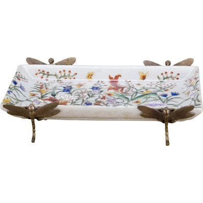 Porcelaine avec libellule blanche / brune - assiette décorative Gloria