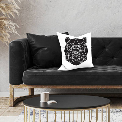 Geometric bear head - 18"x18" Throw pillow cover - Poly twill - Print on demand