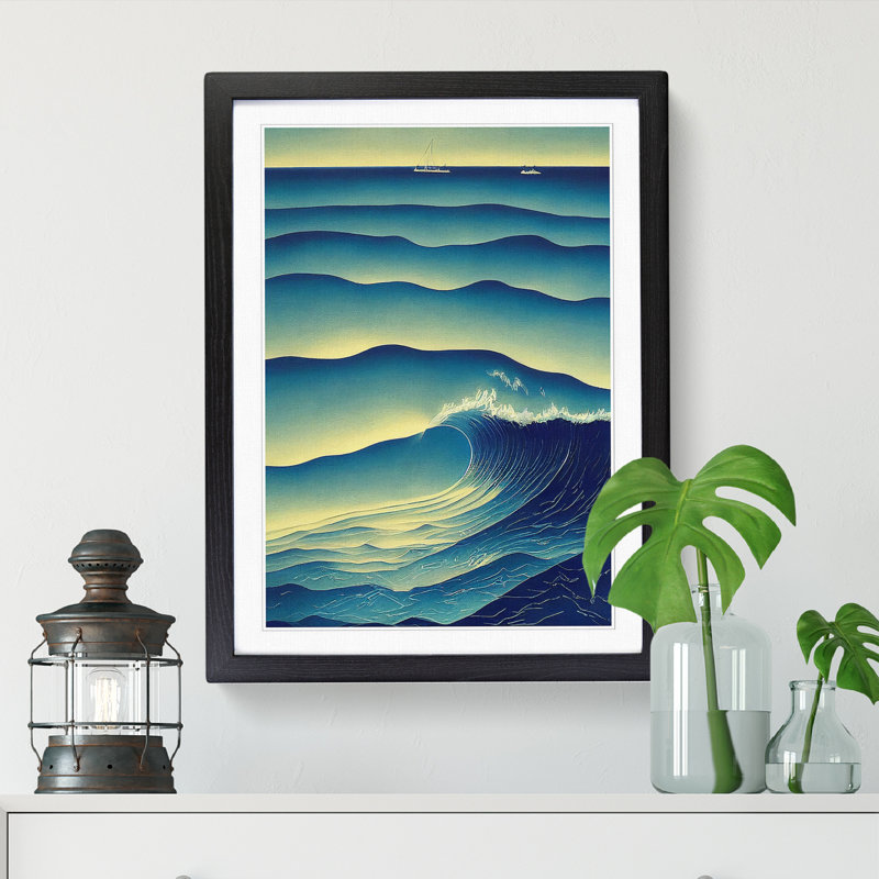 Sea View Abstract Vol.3 - Single Picture Frame Print, Black, 64cm H x 46cm W x 2cm D