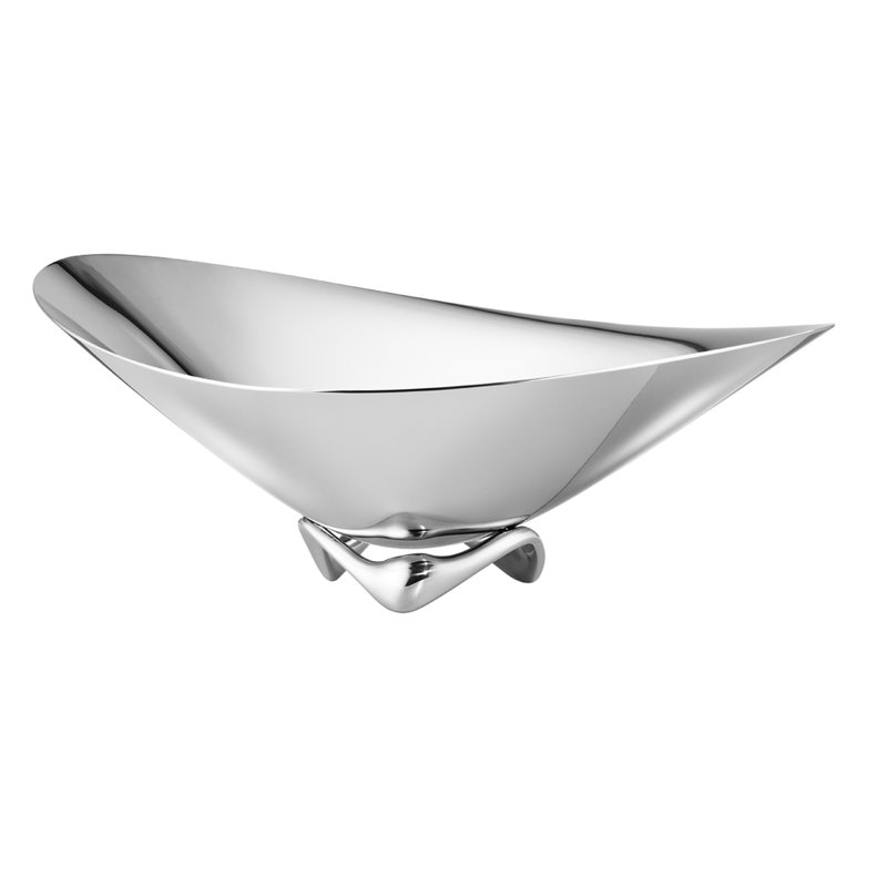 Henning Koppel Stainless Steel Sleek Decorative Bowl in Mirror Polished, 4.92" H x 12.2" W x 12.2" D