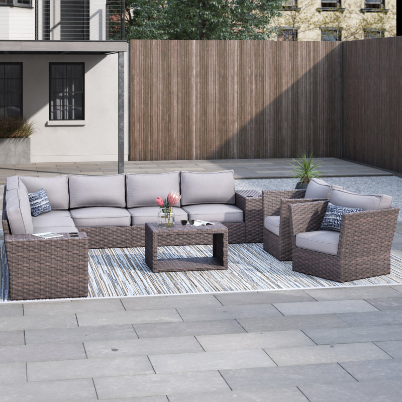 Ensemble de conversation pour 8 personnes avec coussins Annia Wicker