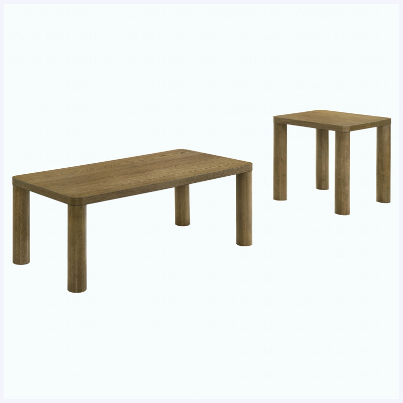 Ensemble de tables basses 2 pièces Traditional, 17.75" H x 47.25" W x 23.5" D, Brown Oak